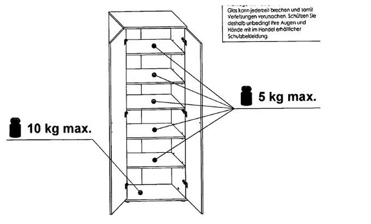 Mehrzweckschrank Arconati Weiß ca. 70x189x34cm - Silberfarben/Schwarz, Basics, Holzwerkstoff/Kunststoff (70/189/34cm) - MID.YOU