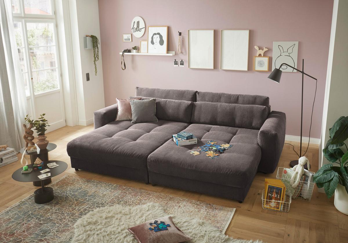 Bigsofa Barura Loveseat ca. 292x194 cm Mokka - Schwarz/Mokka, KONVENTIONELL, Holzwerkstoff/Kunststoff (292/90/194cm) - MID.YOU