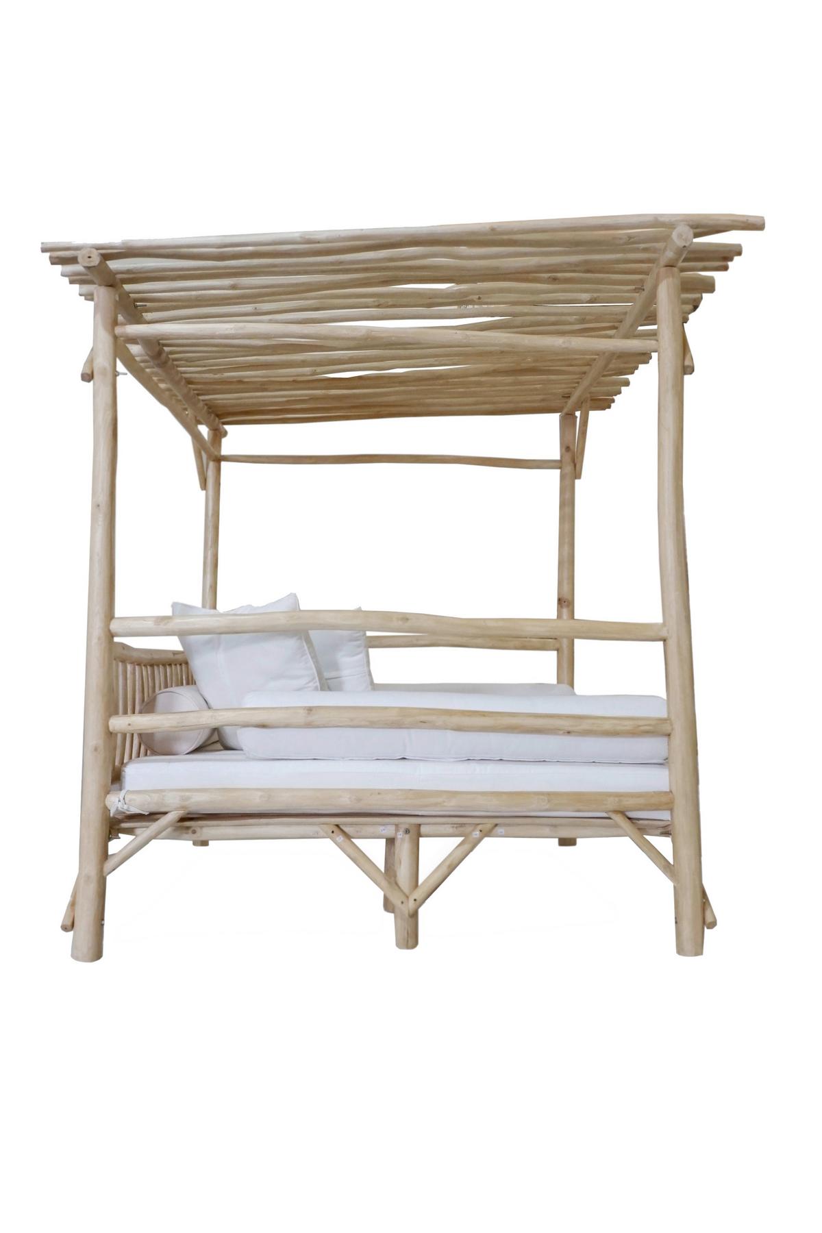 Loungebett Naturfarben - Weiß/Naturfarben, Natur, Holz/Textil (200/200/180cm) - Gardenson