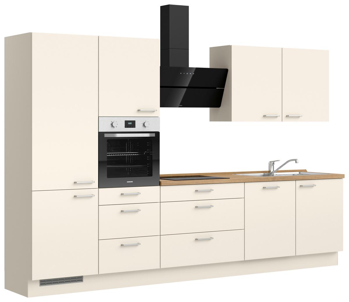 Küchenblock Touch High m. Geräten Magnolie - Edelstahlfarben/Eichefarben, MODERN, Holzwerkstoff/Metall (330cm) - Nobilia