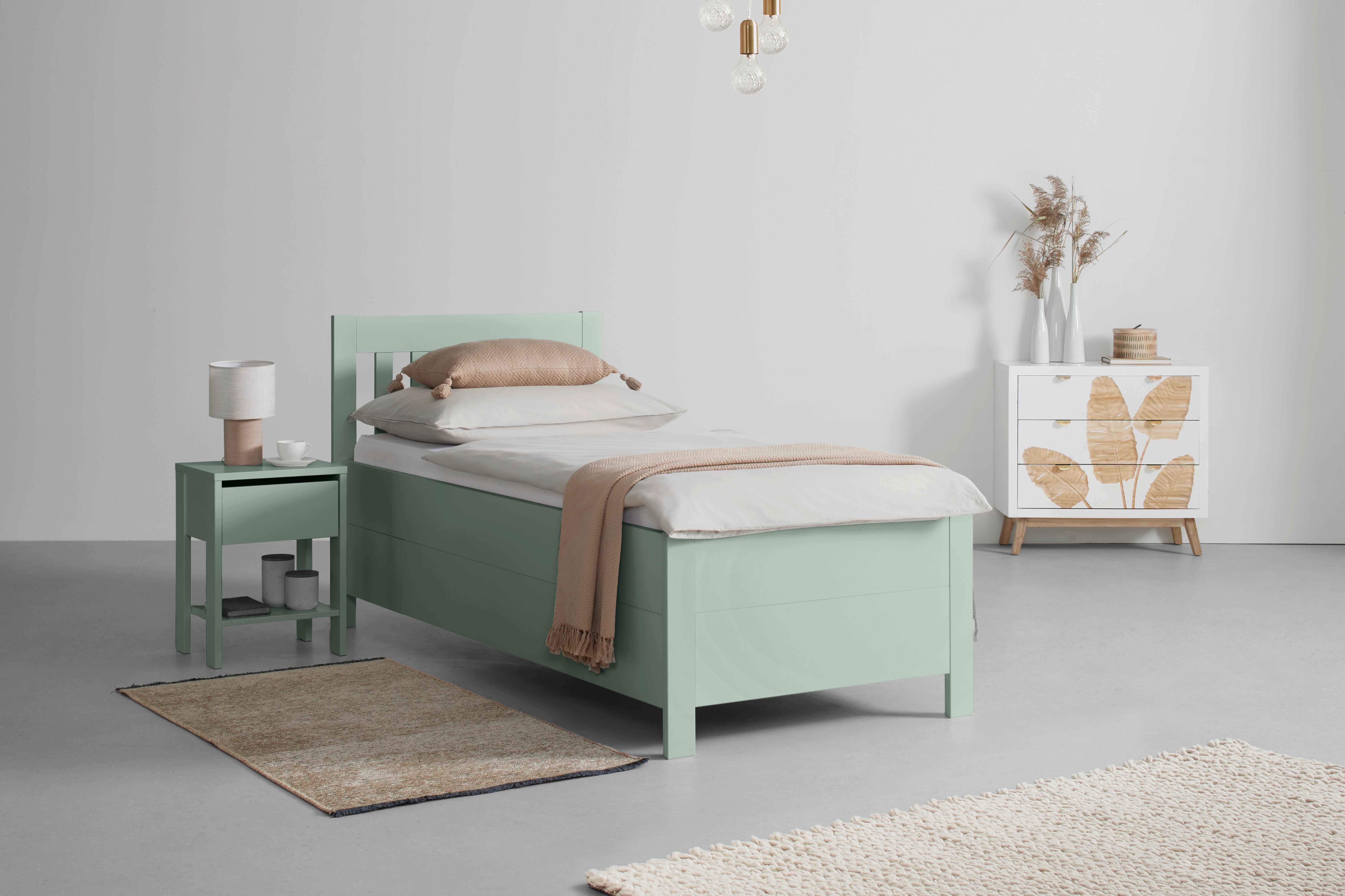 SÄNG MED FÖRVARING NIZZA - Graugrün, Romantik / Lanthus, trä (90/200cm) - Mömax