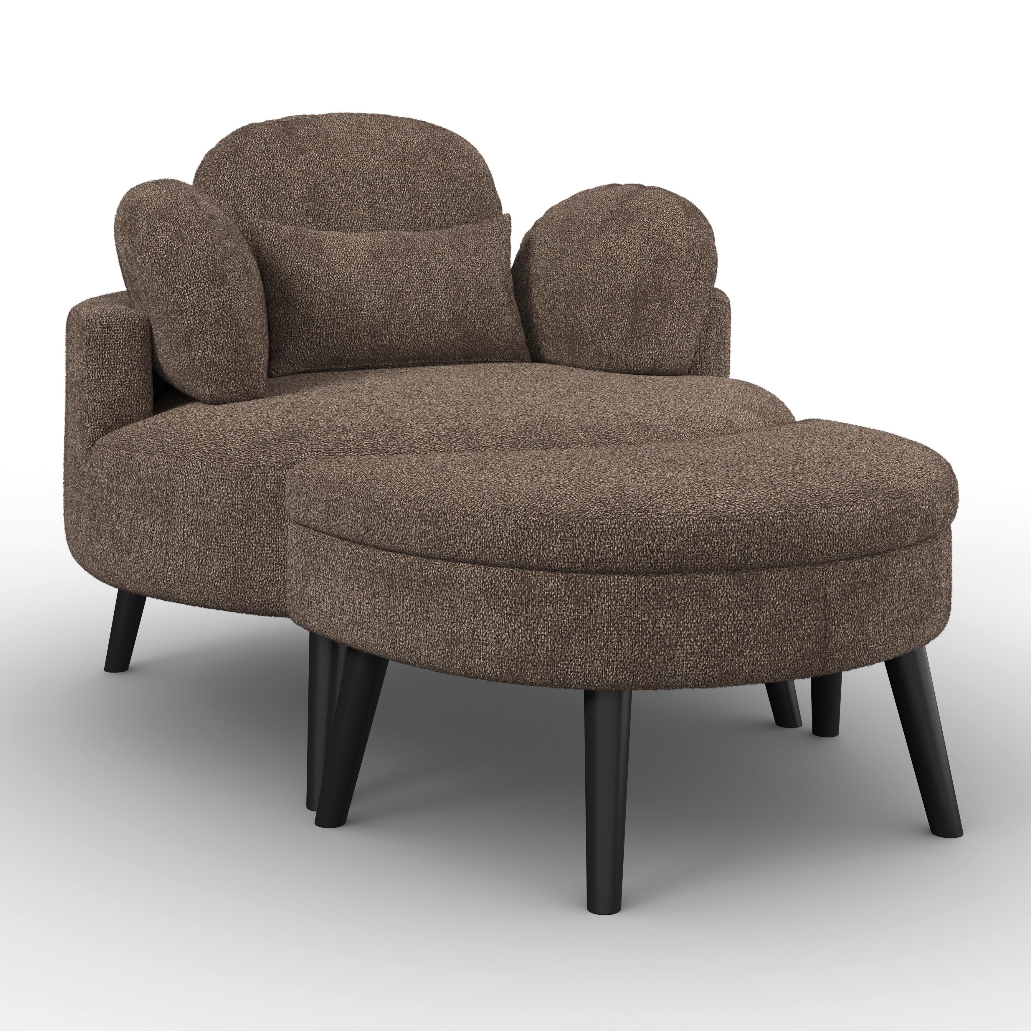 FÅTÖLJ BIANCA - brun/naturfärgad, Modern, trä/textil (111/69/152cm) - Bessagi Home
