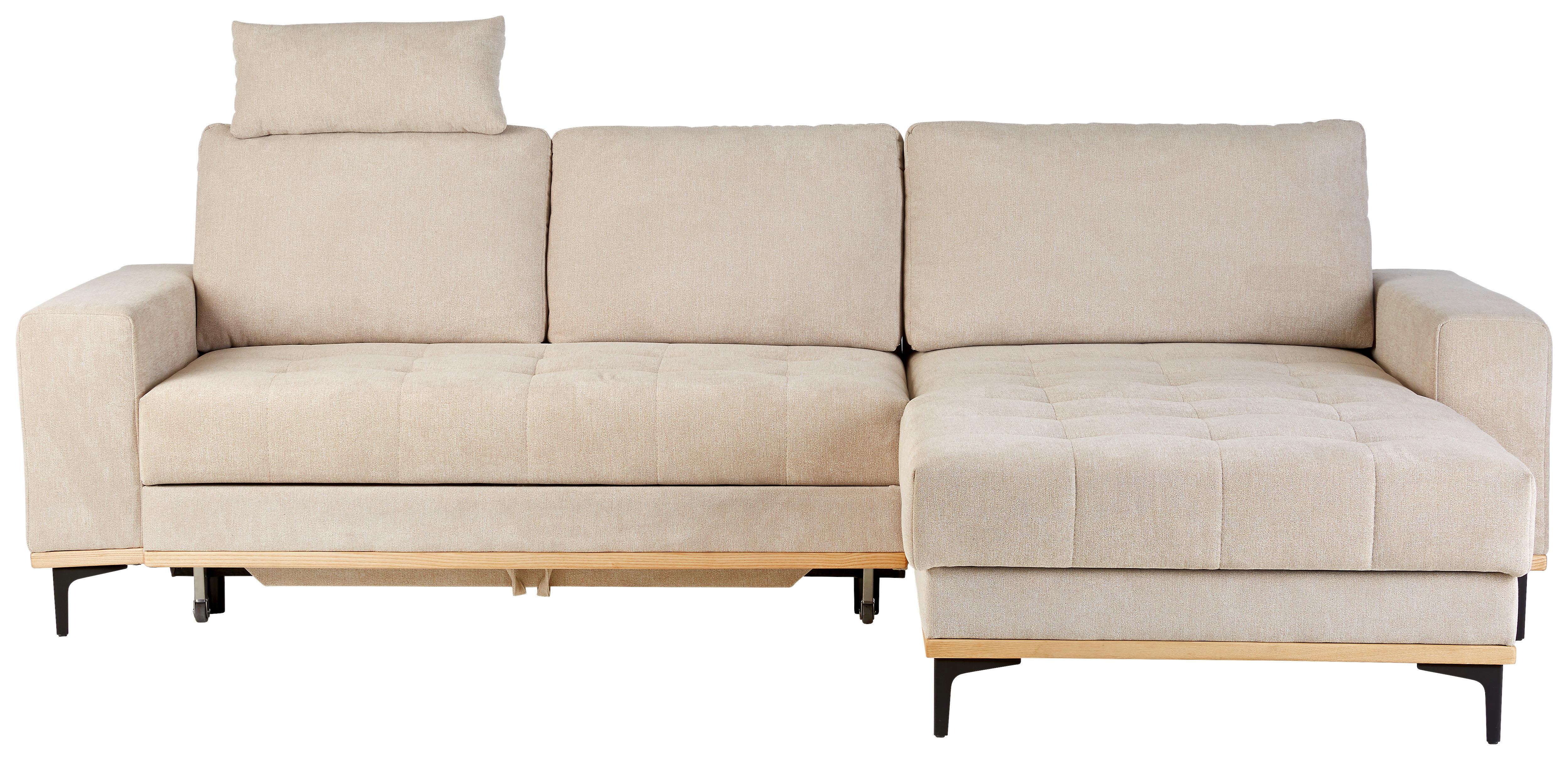 Ecksofa in Beige mit Schlaffunktion - Beige/Schwarz, Konventionell, Textil/Metall (272/87/171cm) - Zandiara