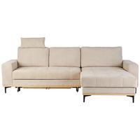 Canapé d'angle in Beige mit Schlaffunktion - beige/noir, Konventionell, textile/métal (272/87/171cm) - Zandiara