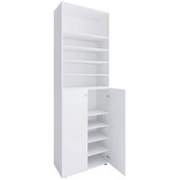 Schuhschrank LONA Weiß ca. 70x220x40 cm - Silberfarben/Schwarz, Design, Holzwerkstoff/Kunststoff (70/220/40cm) - MID.YOU