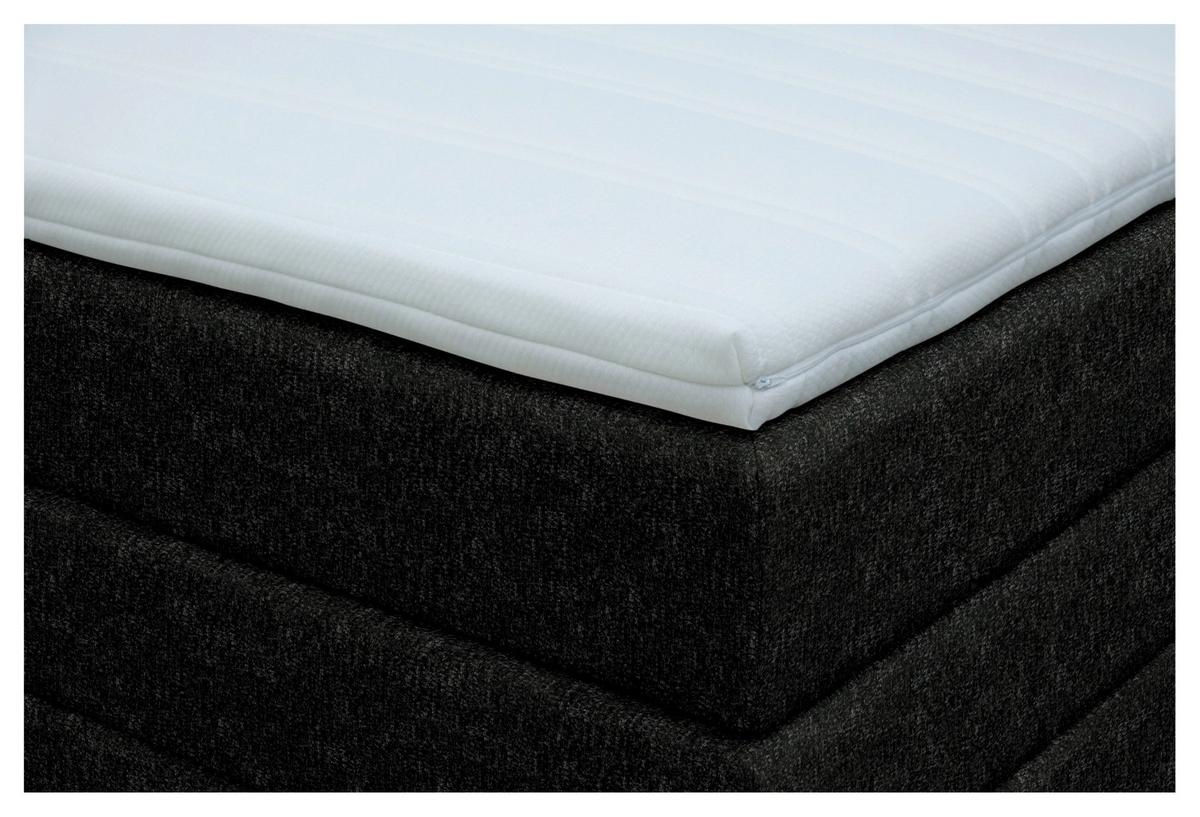 Boxspringbett London Schwarz ca. 180x200cm - Chromfarben/Schwarz, MODERN, Holz/Holzwerkstoff (180/200cm) - Premium Living