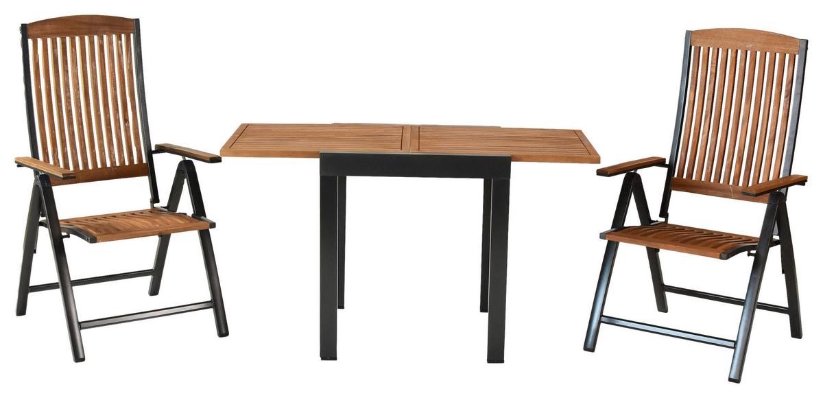 GARTENSET ATHOS - Graphitfarben/Naturfarben, MODERN, Holz/Metall - Gardenson