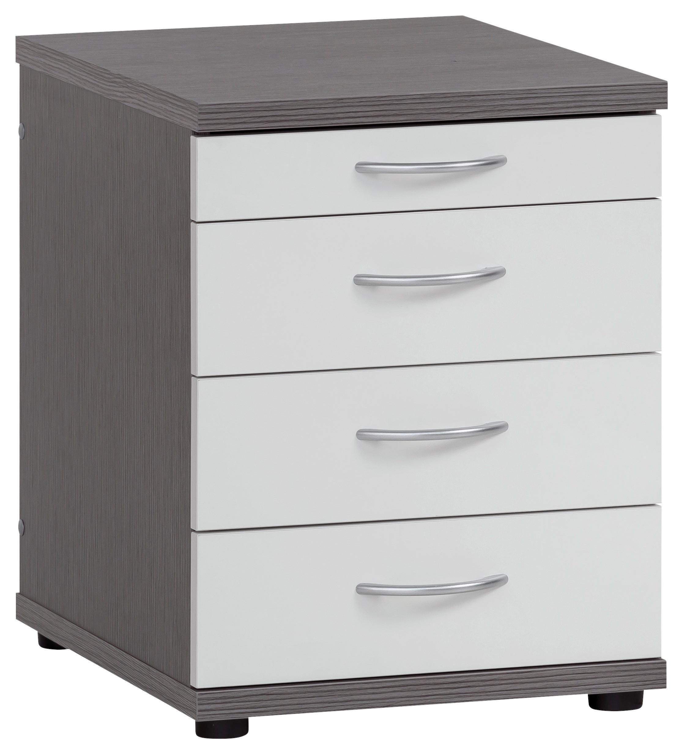 Container Serie 4000 Grau/Weiß - Silberfarben/Schwarz, MODERN, Holzwerkstoff/Kunststoff (41,6/53,4/50cm) - MID.YOU