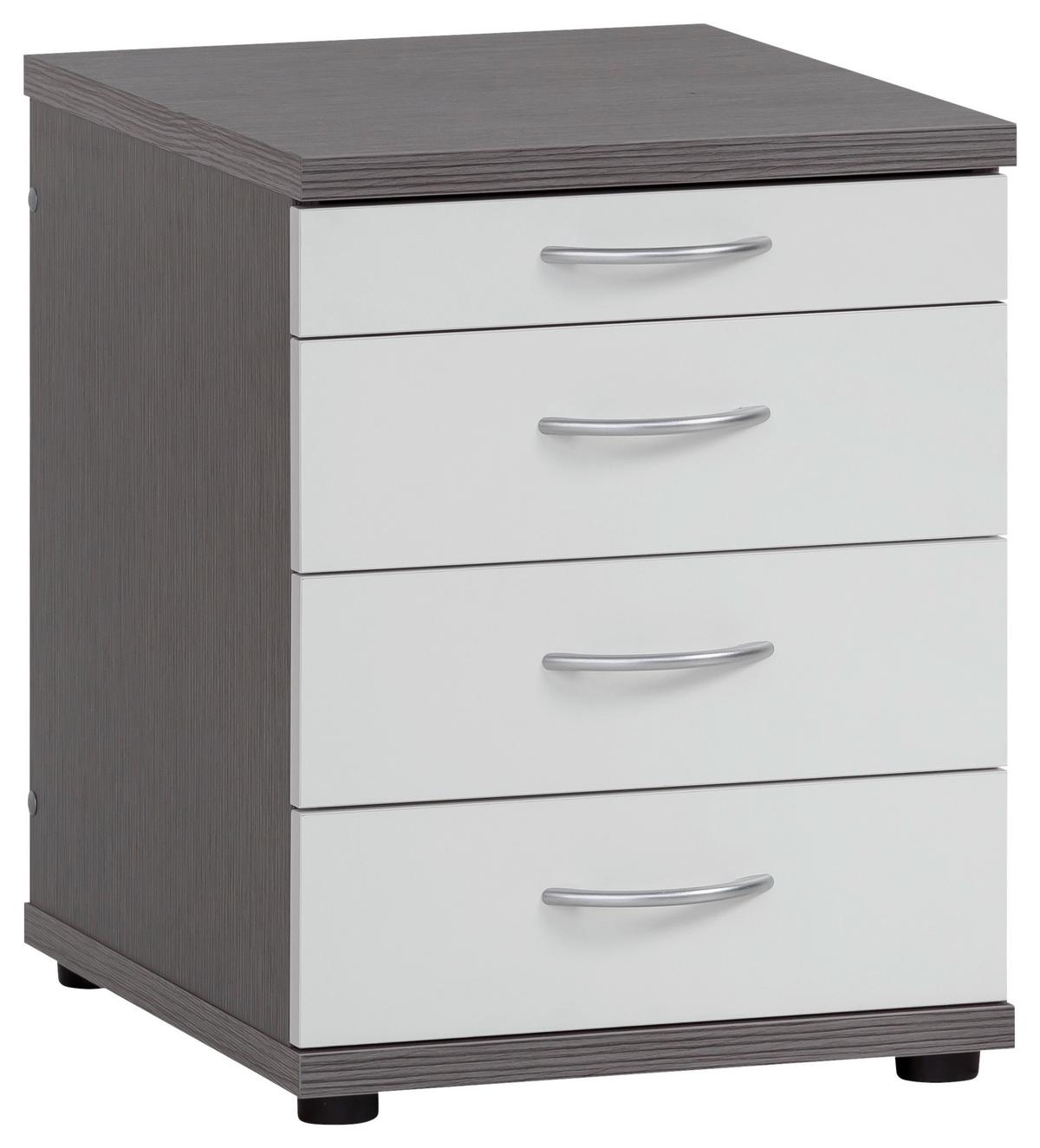 Container Serie 4000 Grau/Weiß - Silberfarben/Schwarz, MODERN, Holzwerkstoff/Kunststoff (41,6/53,4/50cm) - MID.YOU