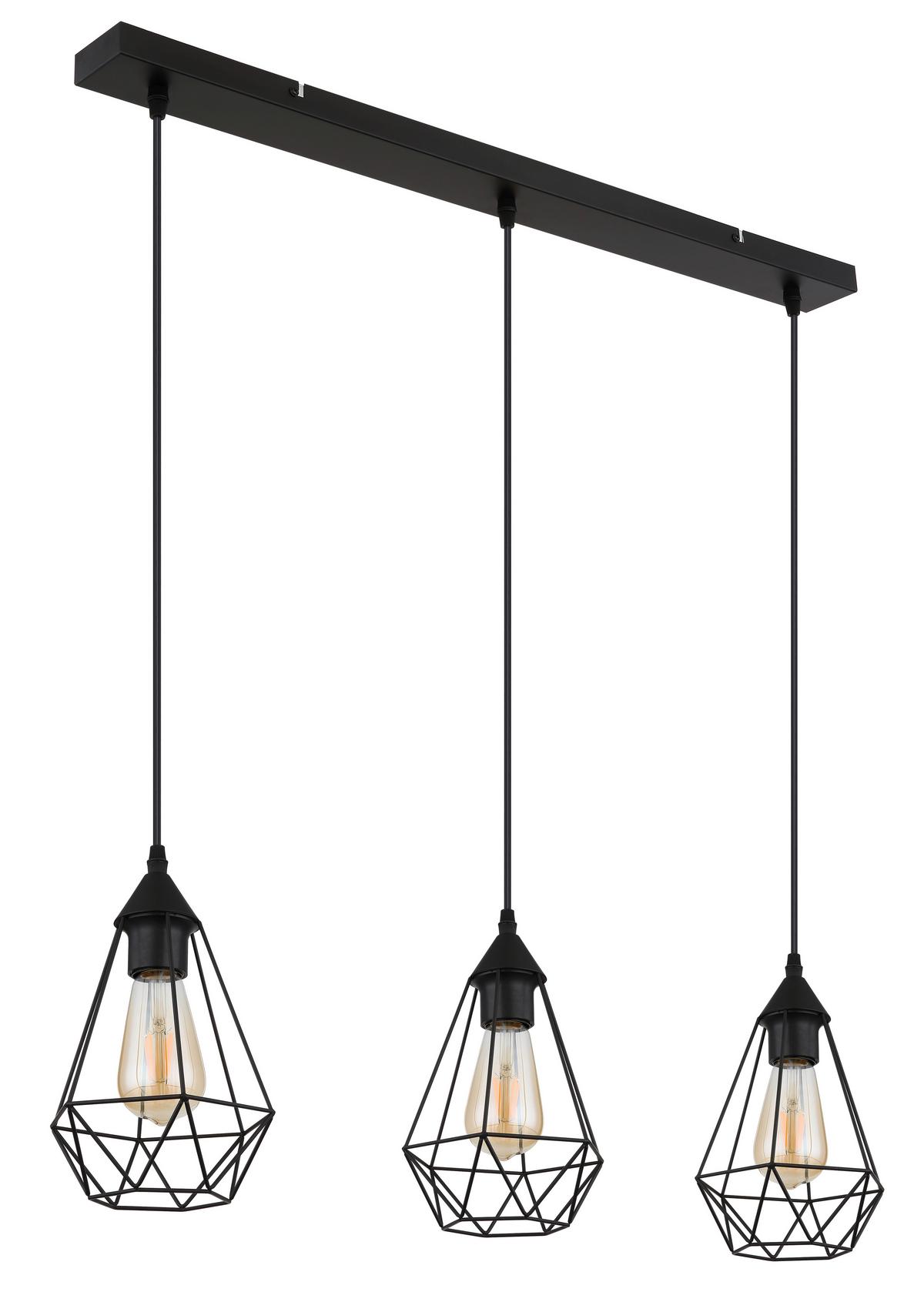 Viseča Svetilka 15745-3h Zachary - črna, Design, kovina/tekstil (79/17/120cm) - Globo