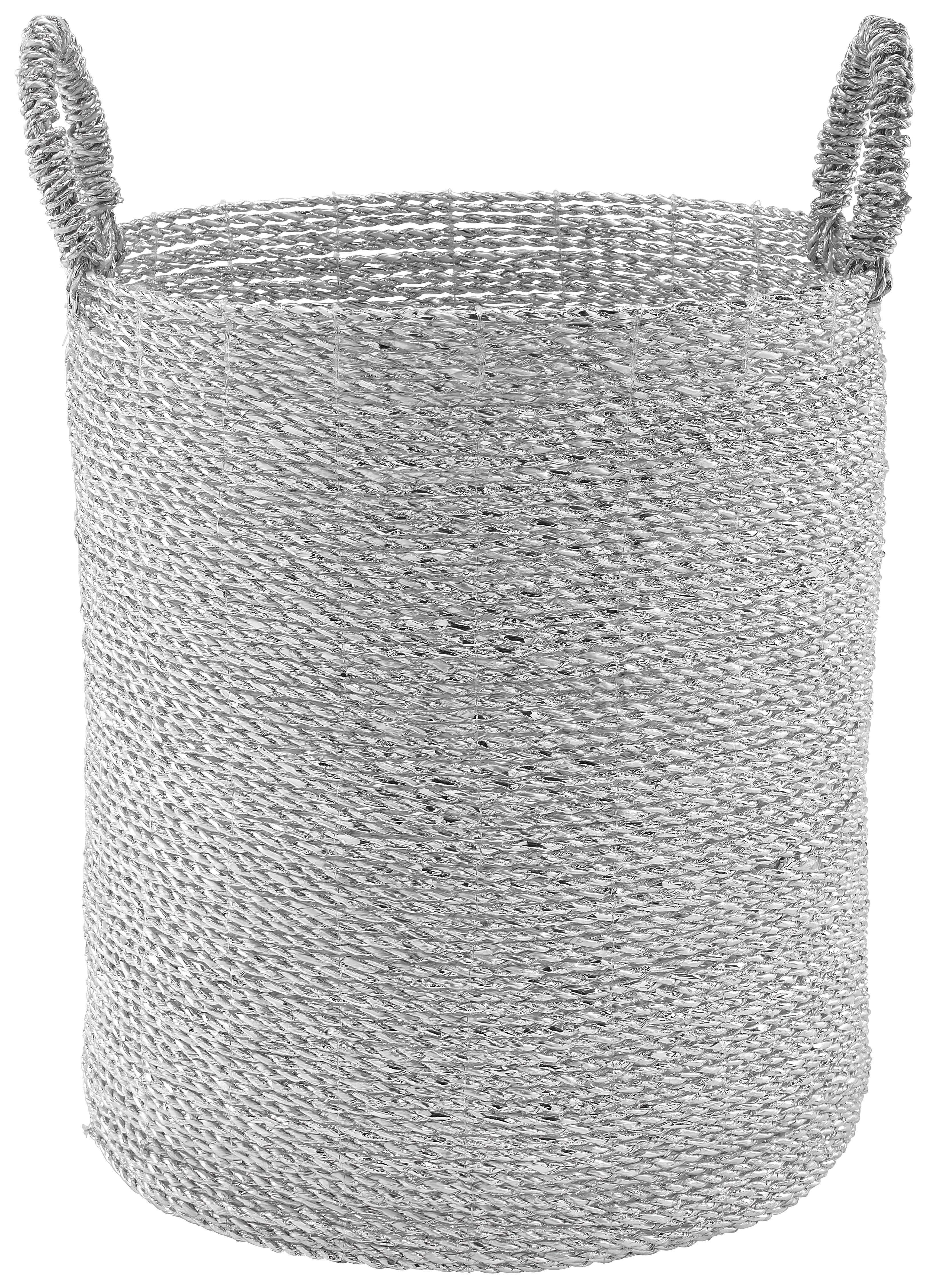 Korb Shannon in Silberfarben Höhe ca. 44 cm - Silberfarben, MODERN, Kunststoff (36/44cm) - Bessagi Home