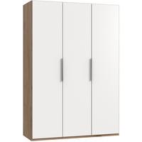 Drehtürenschrank Level 36A ca. 150x216x58 cm Weiß/Eiche - Chromfarben/Eichefarben, MODERN, Holzwerkstoff (150/216/58cm) - MID.YOU