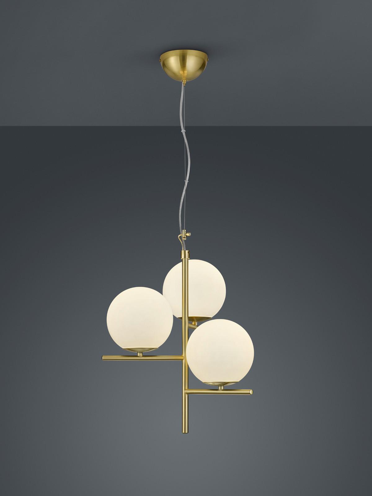 Hängeleuchte Pure in Weiß/Messing max. 28 Watt - Messingfarben/Weiß, Design, Glas/Metall (40/150cm) - Trio Leuchten