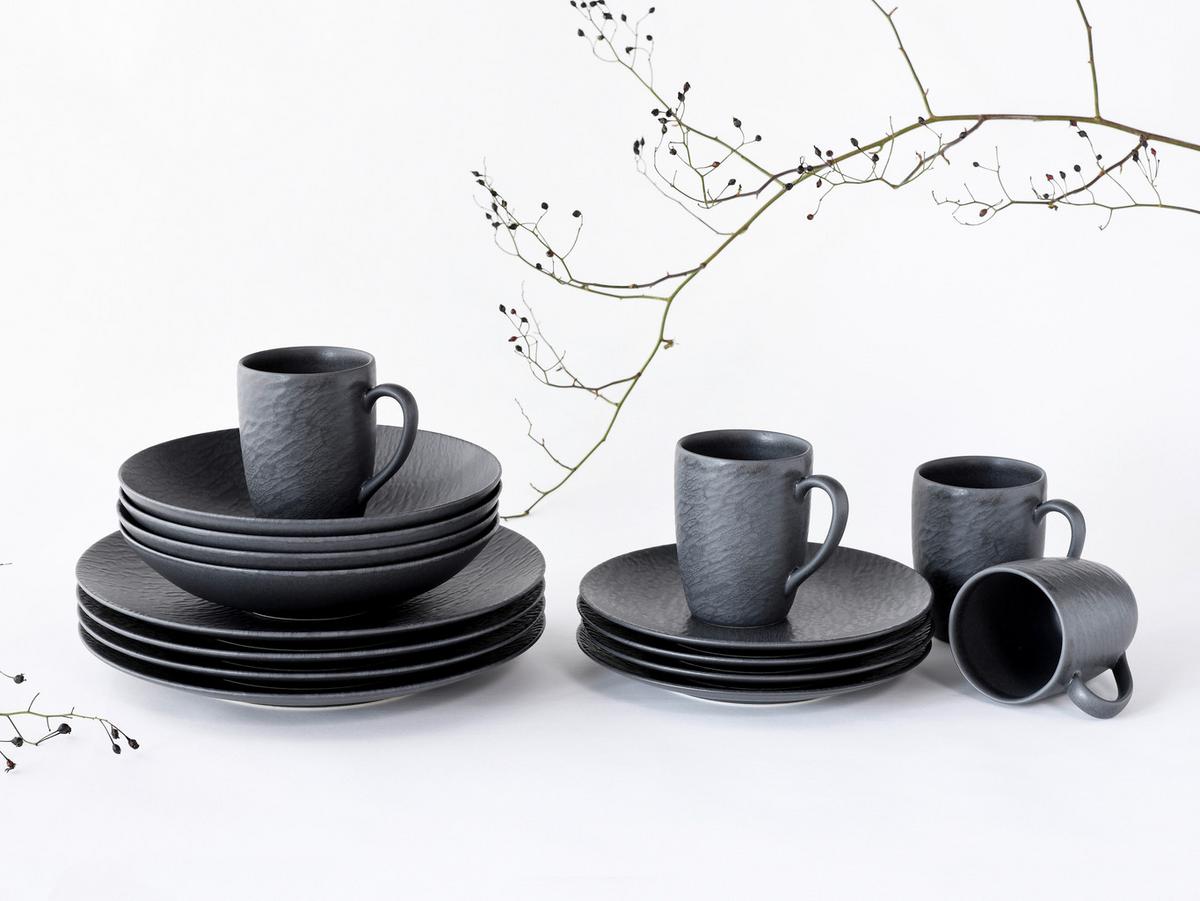 Kombiservice Schwarz, 16-teilig - Schwarz, Trend, Keramik - Creatable