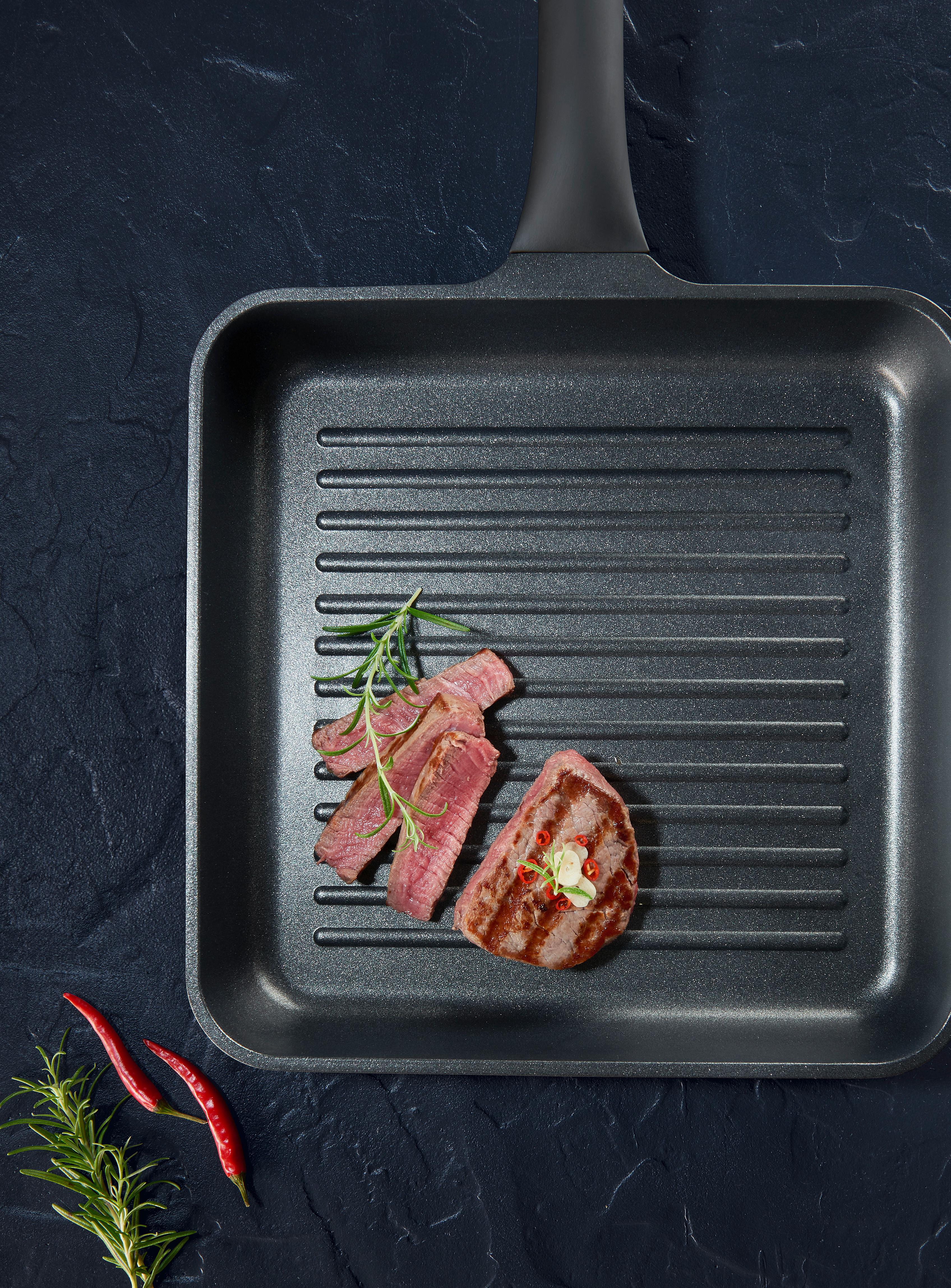 Grillpfanne Black Line in Schwarz ca. 28x28x5cm - Schwarz, KONVENTIONELL, Kunststoff/Metall (28/28/5cm) - Gourmesto