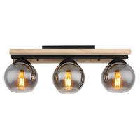 Mennyezeti Lámpa 15569-3d Conni - natúr színű/fekete, Natur, Üveg/fa (60/15/20,5cm) - Globo