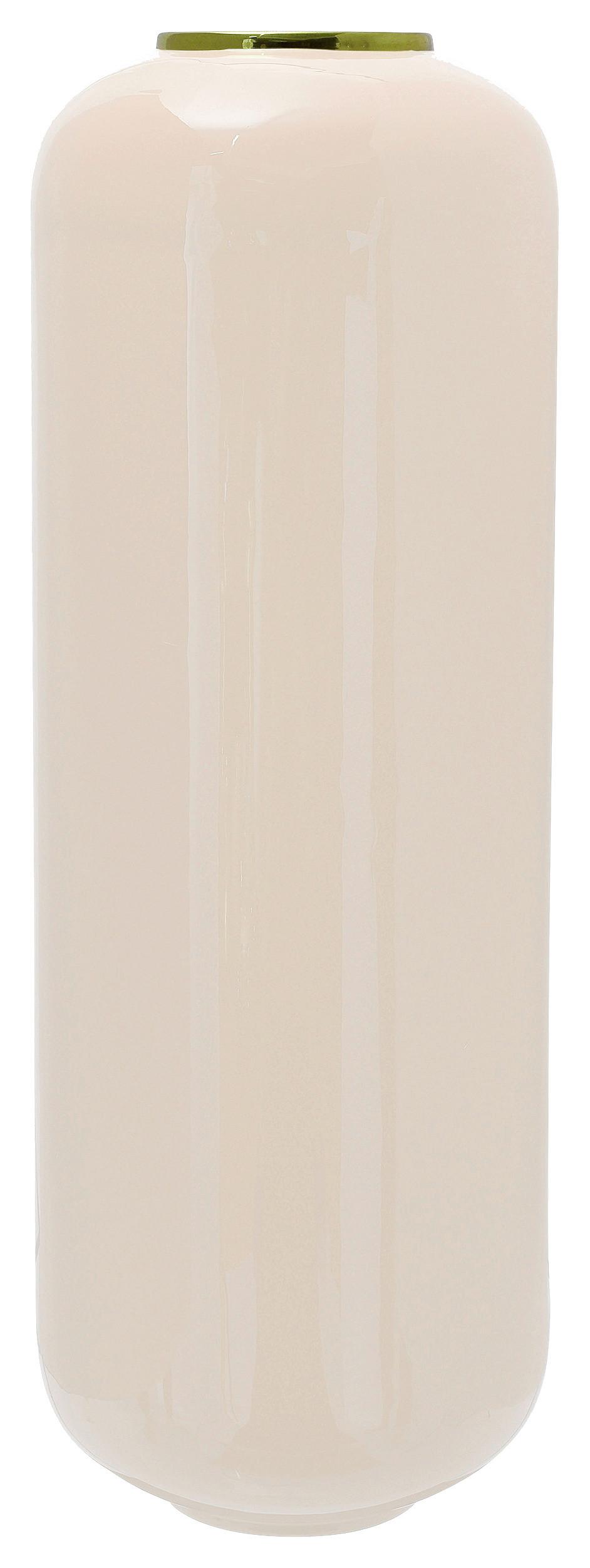 Bodenvase Art Deco Goldfarben/Hellrosa - Hellrosa/Goldfarben, Trend, Metall (24/69cm) - Kayoom