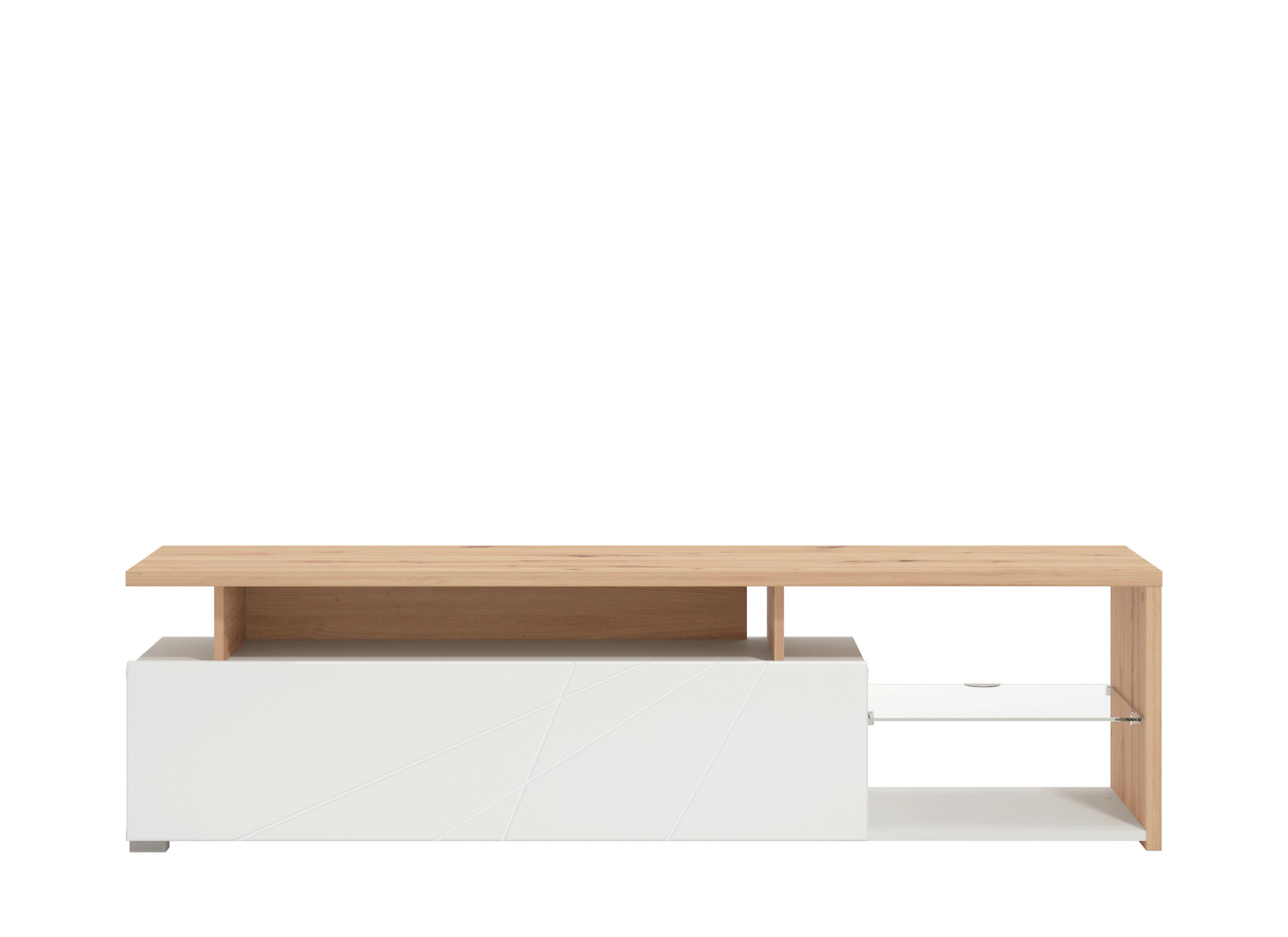 Lowboard Arctic Weiß/Eiche Artisan - Weiß/Eiche Artisan, MODERN, Holzwerkstoff (170/47/42cm) - Mömax