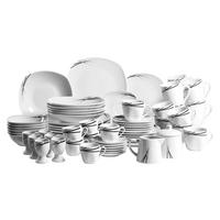 Kombiservice Linea aus Porzellan, 62-teilig - Schwarz/Weiß, Basics, Keramik - Mäser