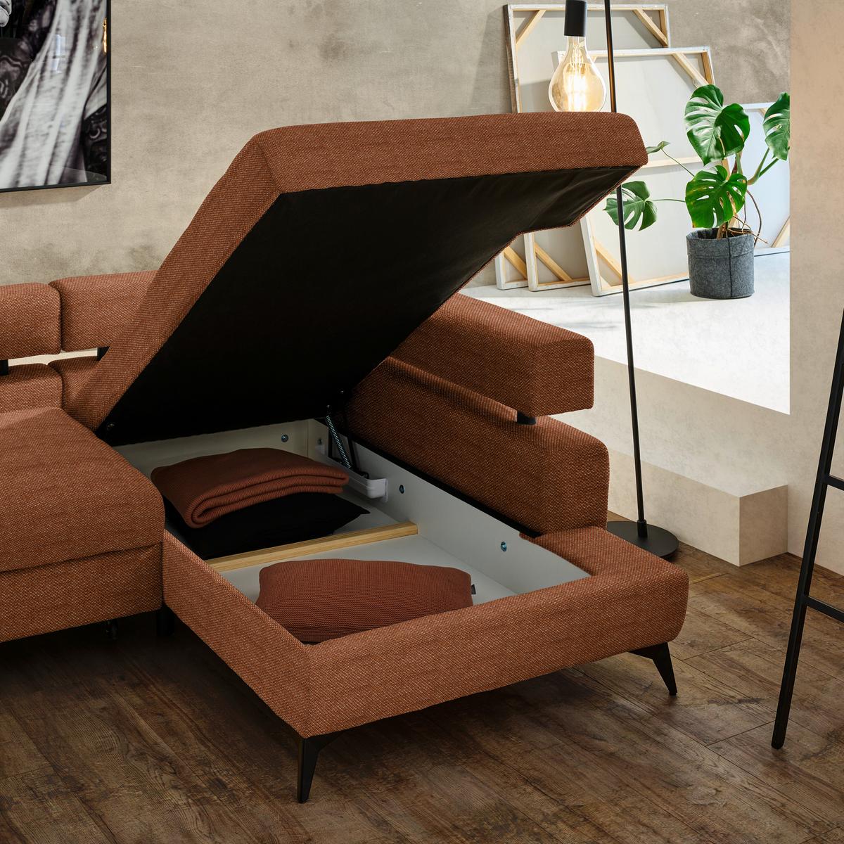 Kutna Garnitura Rosalie - konjak/crna, Konvencionalno, tekstil/metal (265/184cm) - Modern Living