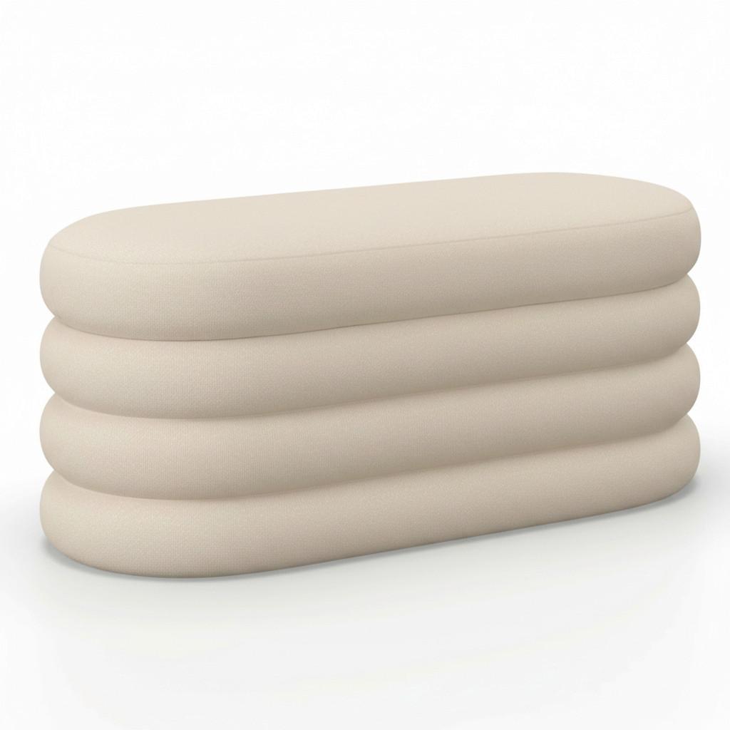 Hockerbank Lorena Beige Bouclé Gepolstert mit Stauraum - Beige, MODERN, Holz/Textil (110/47/45cm) - Bessagi Home