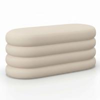 Hockerbank Lorena Beige Bouclé Gepolstert mit Stauraum - Beige, MODERN, Holz/Textil (110/47/45cm) - Bessagi Home