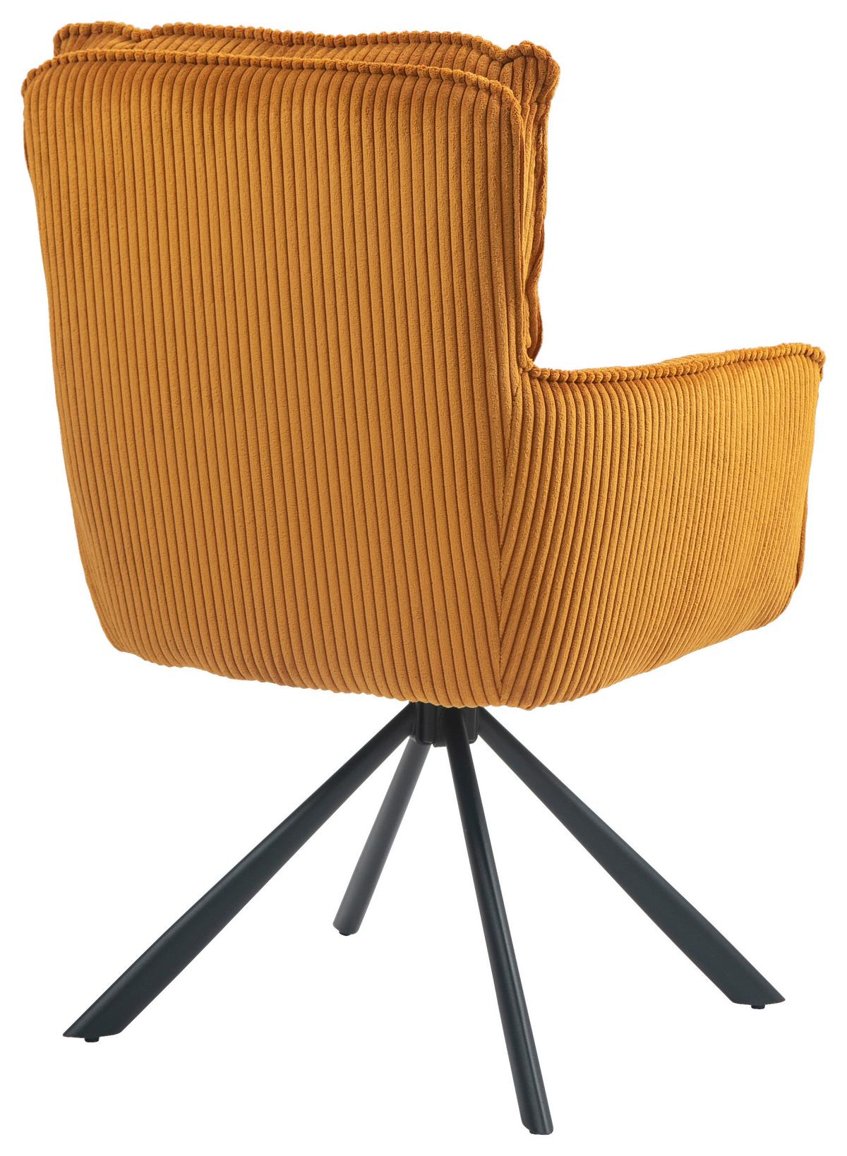 KRZESŁO Z PODŁOKIETNIKAMI ASHER - czarny/curry, Design, metal/tkanina (62/95/67cm) - Novel