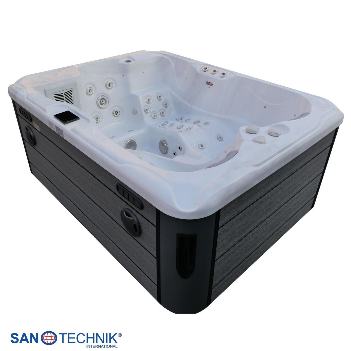 Whirlpool Capri Grauweiß ca. 210x160x90cm - Grauweiß, KONVENTIONELL, Kunststoff (210/160/90cm) - Sanotechnik