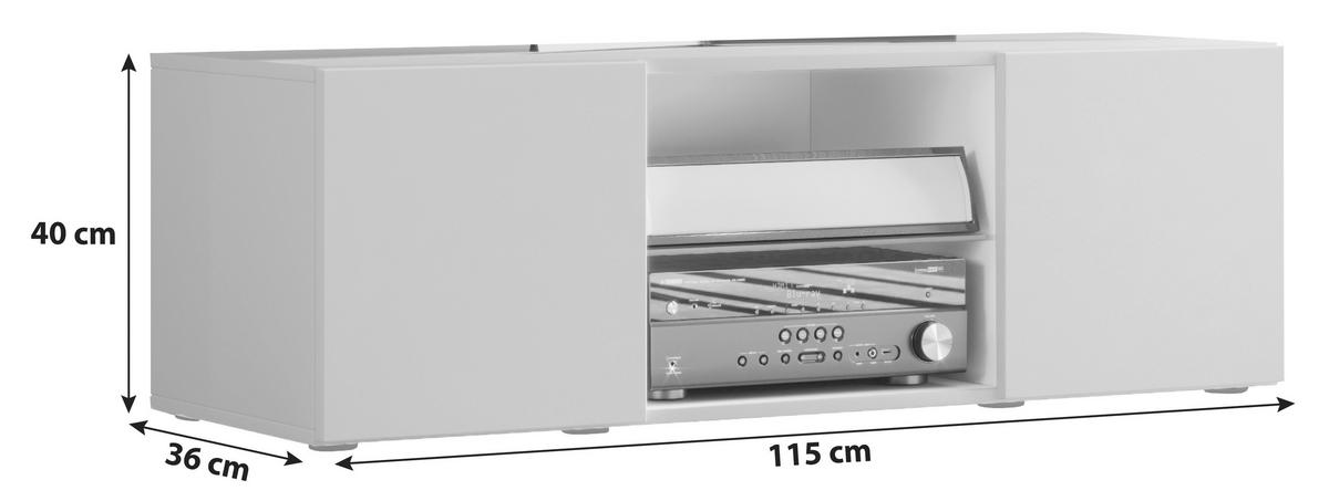 Tv-element Lowina 115, Bela - črna/bela, Konvencionalno, umetna masa/steklo (115/40/36cm) - MID.YOU