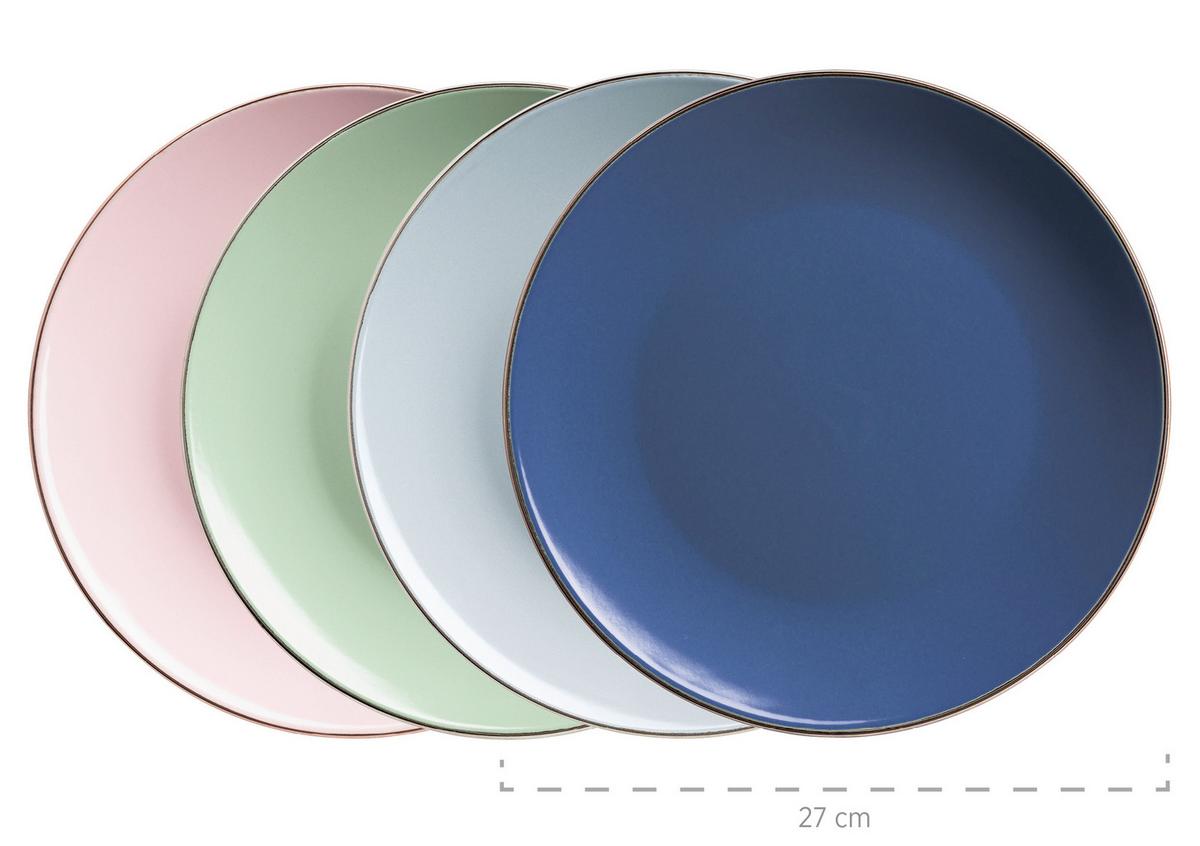 KOMBISERVICE 931870 4 FARBIG POSTSICHER - Rosa/Dunkelblau, Basics, Keramik (33/31,7/32,5cm) - Mäser