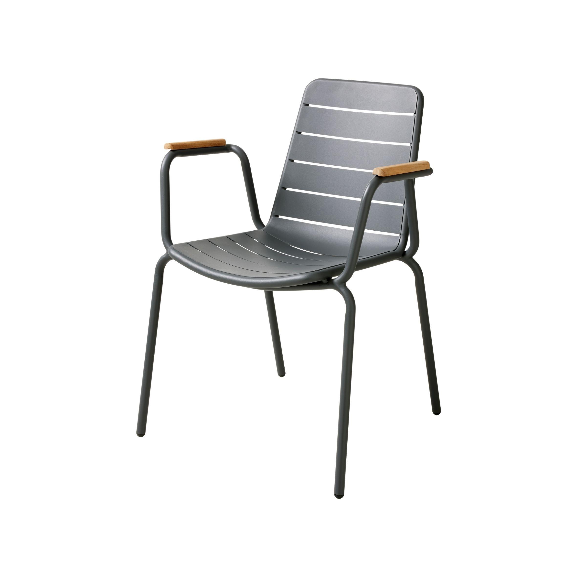Gartenstuhl Parc Anthrazit/Teak stapelbar - Anthrazit/Naturfarben, Natur, Holz/Metall (58/80/58cm) - Gardenson