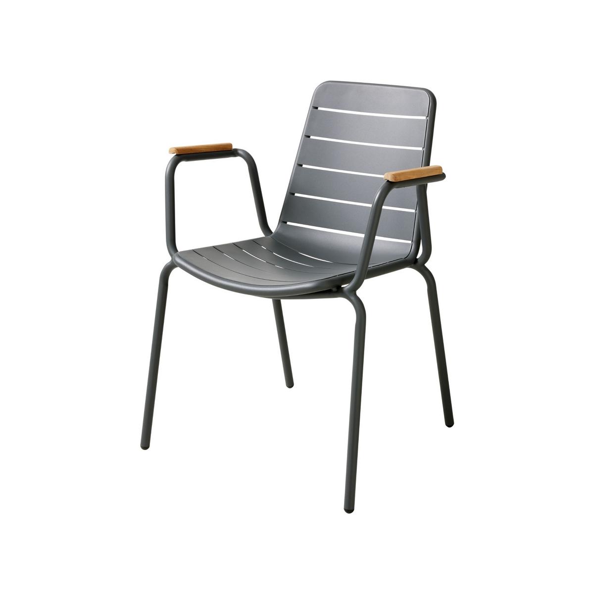Gartenstuhl Parc Anthrazit/Teak stapelbar - Anthrazit/Naturfarben, Natur, Holz/Metall (58/80/58cm) - Gardenson
