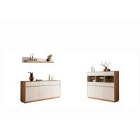 WOHNWAND SONORA - Kaschmir/Eiche Artisan, Design, Glas/Holzwerkstoff - MID.YOU