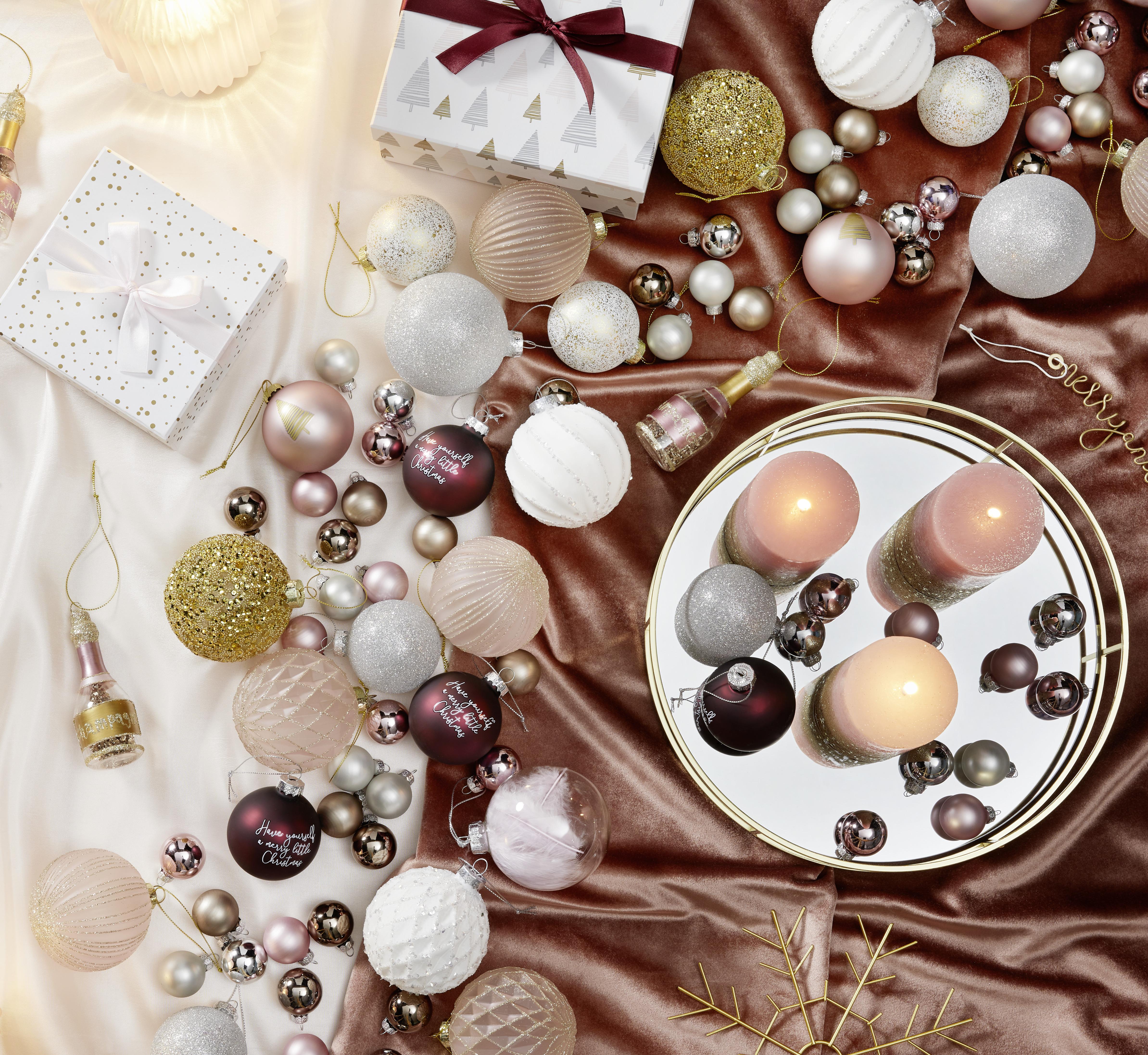 Christbaumkugel Noella in diversen Designs - Pink/Weiß, Glas/Metall (6cm) - Modern Living