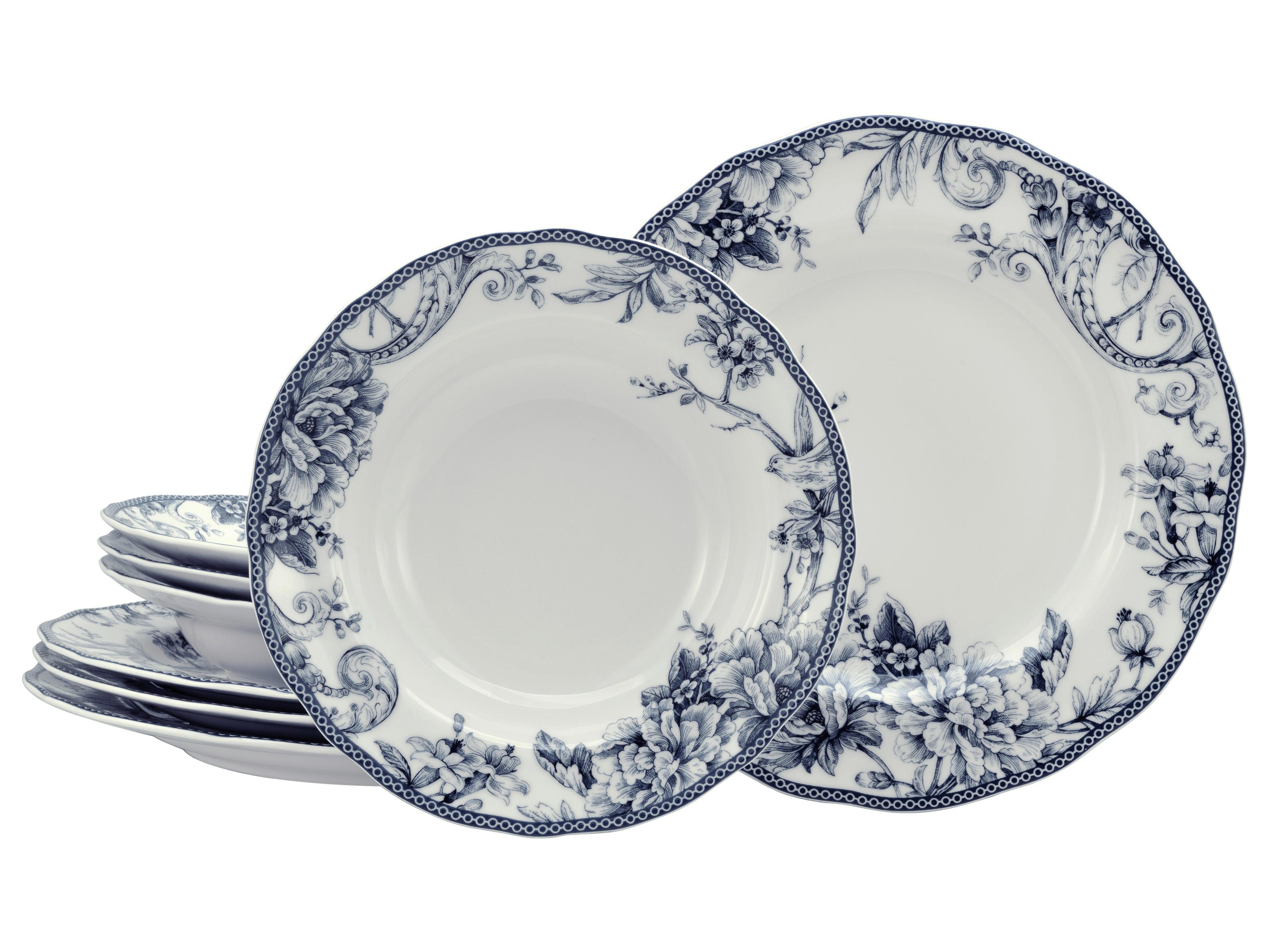 Serviciu de masă Adelaide 8/1 - albastru/alb, Basics, ceramică - Creatable