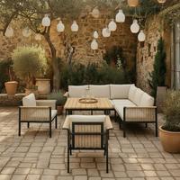 Dining-Loungeset Cassandra Hellbraun Holz/Aluminium - Hellbraun/Teakfarben, MODERN, Holz/Textil - Bessagi Garden