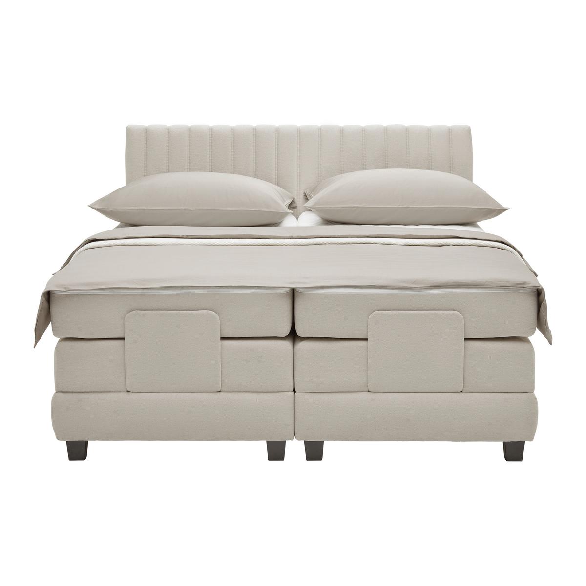Boxspringbett Dixon Beige ca. 160x200cm - Beige/Schwarz, Konventionell, Holz/Holzwerkstoff (160/200cm) - Premium Living
