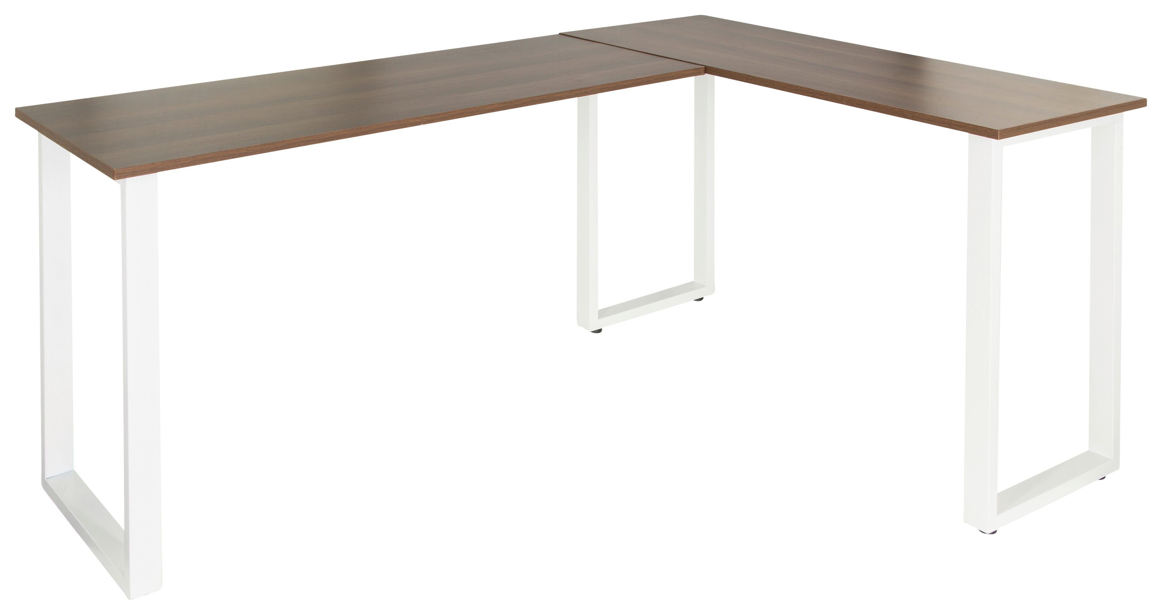 Kotna Pisalna Miza Workspace Basic I, Barva Oreha, Bela - barva oreha/bela, Basics, kovina/leseni material (165/120/75cm) - MID.YOU