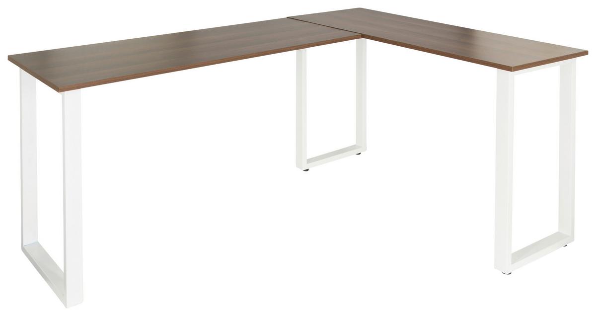 Kotna Pisalna Miza Workspace Basic I, Barva Oreha, Bela - barva oreha/bela, Basics, kovina/leseni material (165/120/75cm) - MID.YOU