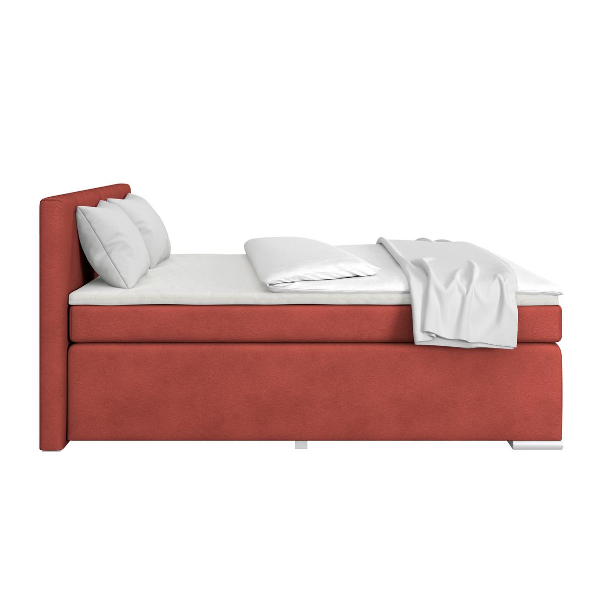 Boxspring Krevet Mira 1 - tamno crvena, Basics, metal/tekstil (160/200cm)