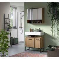 Badezimmer Bagno 2-tlg. Eiche Artisan/Schwarz - Schwarz/Eiche Artisan, Trend, Holzwerkstoff/Kunststoff (80cm) - MID.YOU