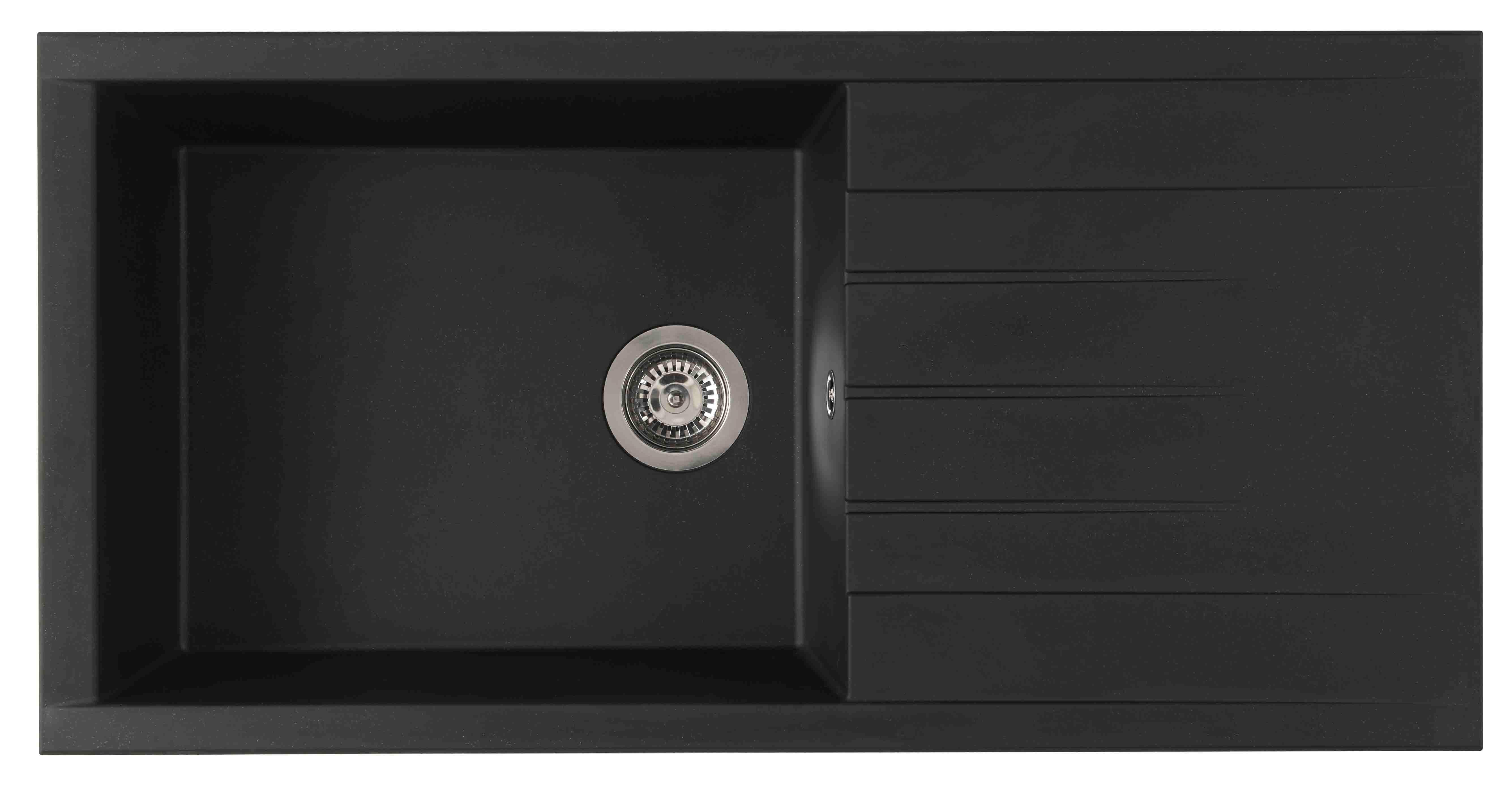 Spüle Respekta Houston 100X501BS Schwarz - Schwarz, Trend, Glas/Kunststoff (100/21/50cm) - Respekta