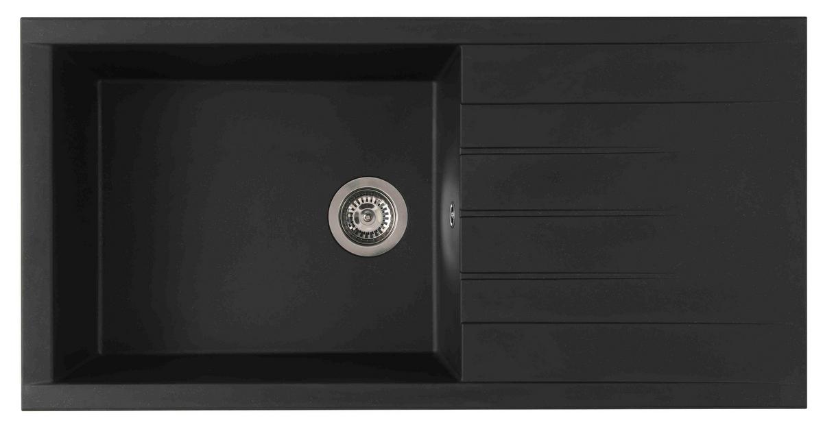 Spüle Respekta Houston 100X501BS Schwarz - Schwarz, Trend, Glas/Kunststoff (100/21/50cm) - Respekta