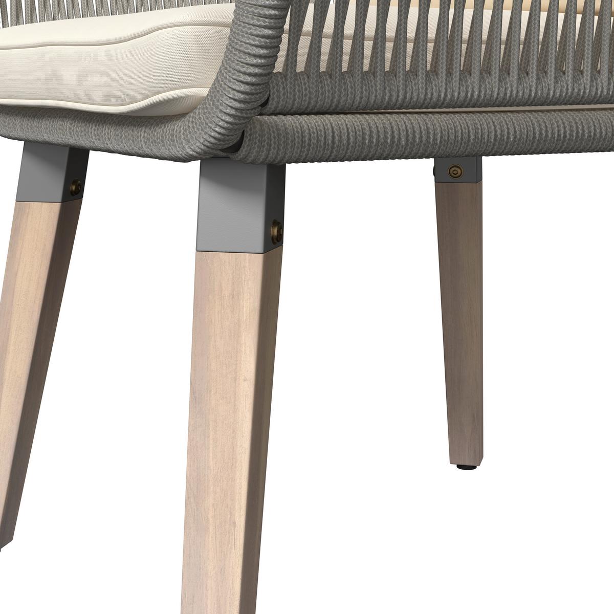 Loungegarnitur Elodie Grau Echtholz/Textil - Greige/Creme, Modern, Holz/Kunststoff - Bessagi Garden