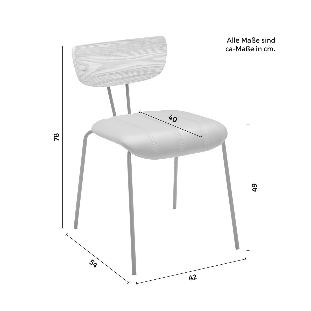 Stuhl Cera Grau Lederlook Gepolstert - Hellbraun/Schwarz, MODERN, Holz/Textil (42/78/54cm) - Bessagi Home