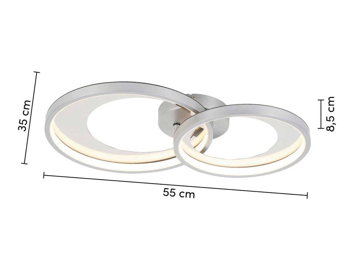 Plafonieră cu LED LUKI - argintiu/culoare crom, Modern, plastic/metal (55cm) - Modern Living