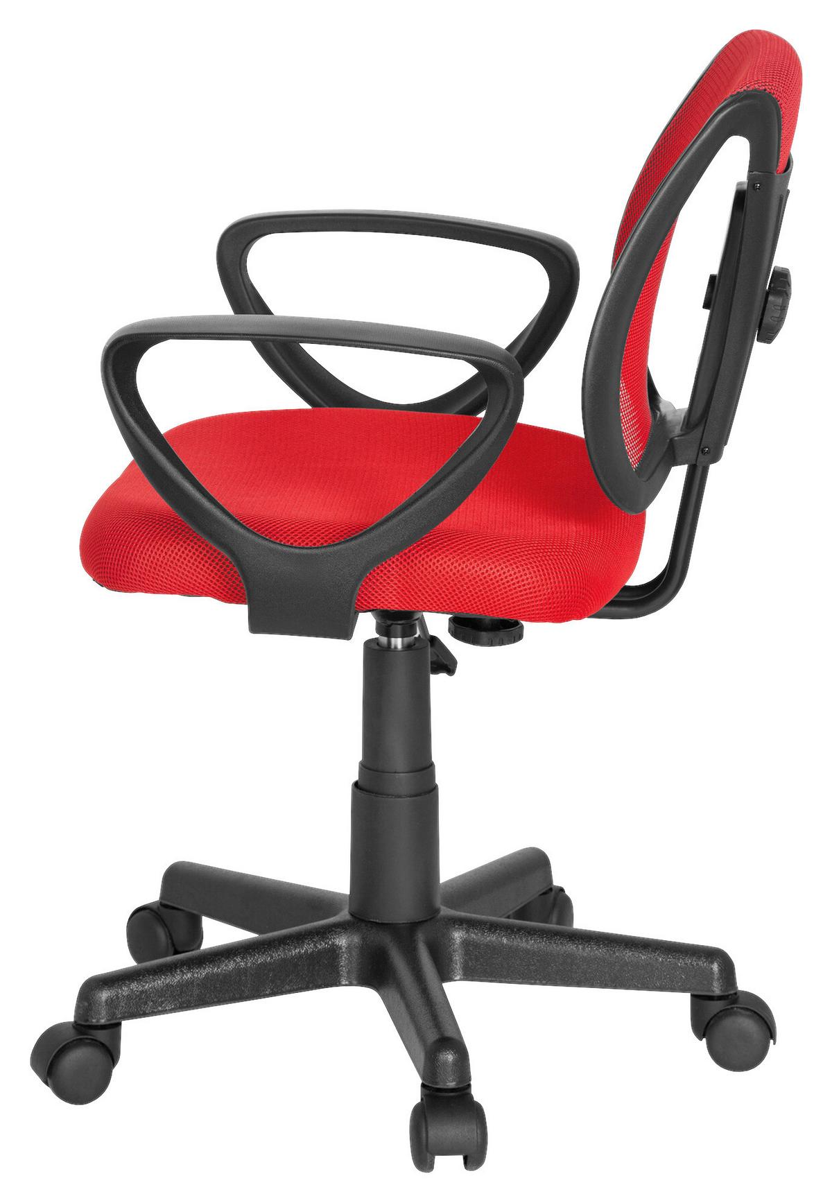 Jugenddrehstuhl Kiddy CD ca. 58x75-92x45 cm Rot - Rot/Schwarz, Basics, Kunststoff (58/75-92/45cm) - MID.YOU