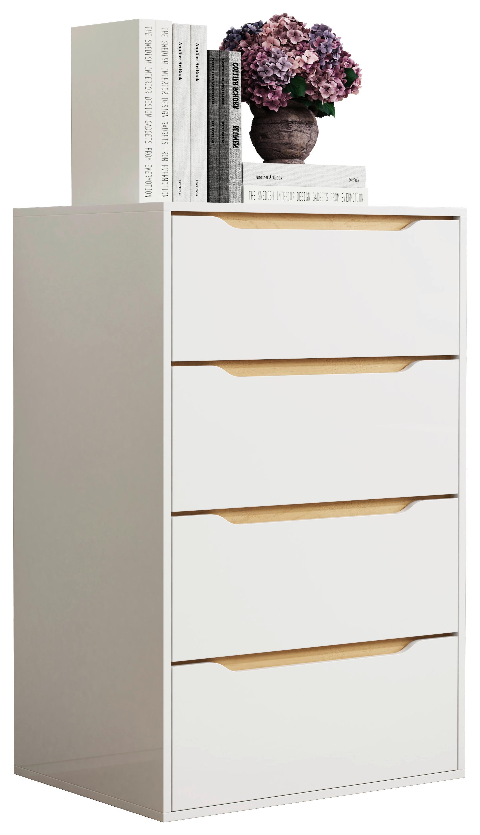 Kommode Malira XL ca. 65x102x48 cm Weiß/Eiche - Honigeiche/Weiß, Design, Holzwerkstoff (65/102/48cm) - MID.YOU