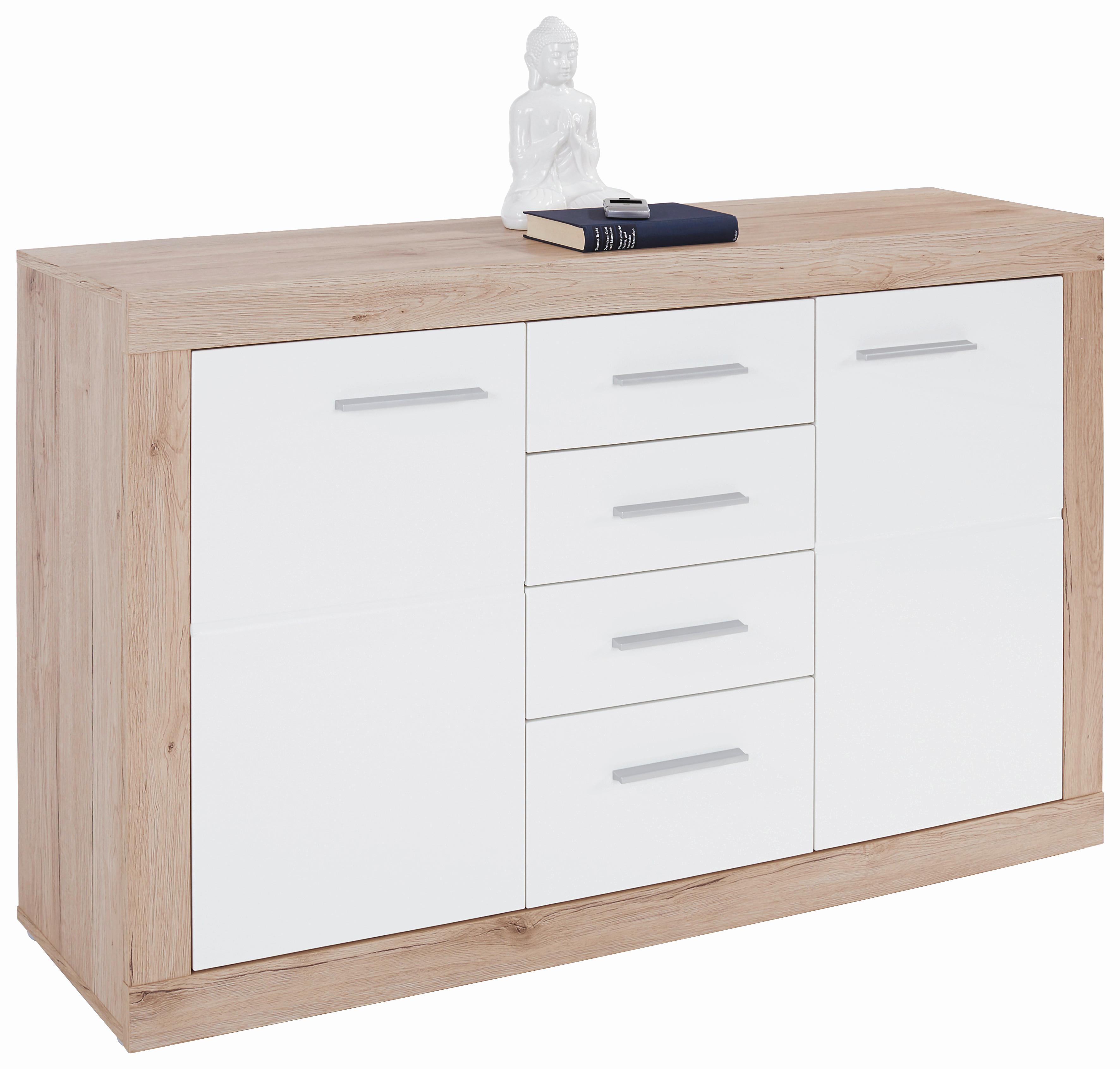 Servantă Malta - alb/culoare lemn stejar, Modern, material pe bază de lemn (138/86/35cm) - Modern Living