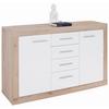 Komoda Malta - bijela/boje hrasta, Moderno, drvni materijal/plastika (138/86/35cm) - Modern Living